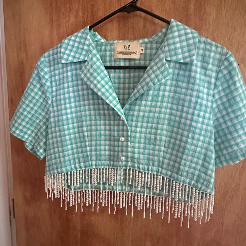 Fashion Brand Company Teal Checkered Top
